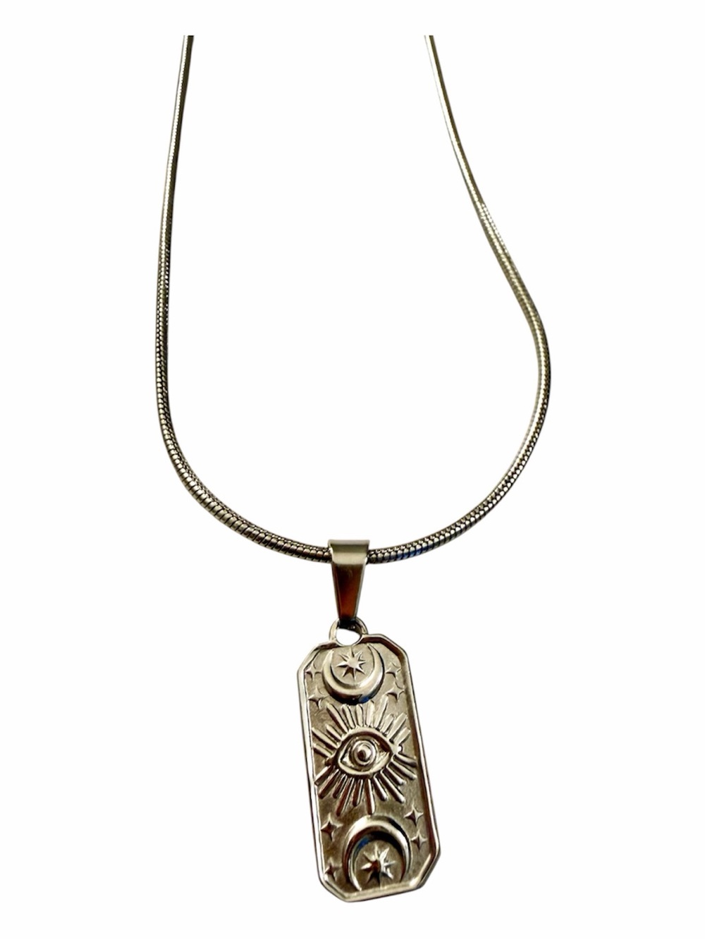 Stainless steel Evil Eye Pendant and chain.  NEW 19”